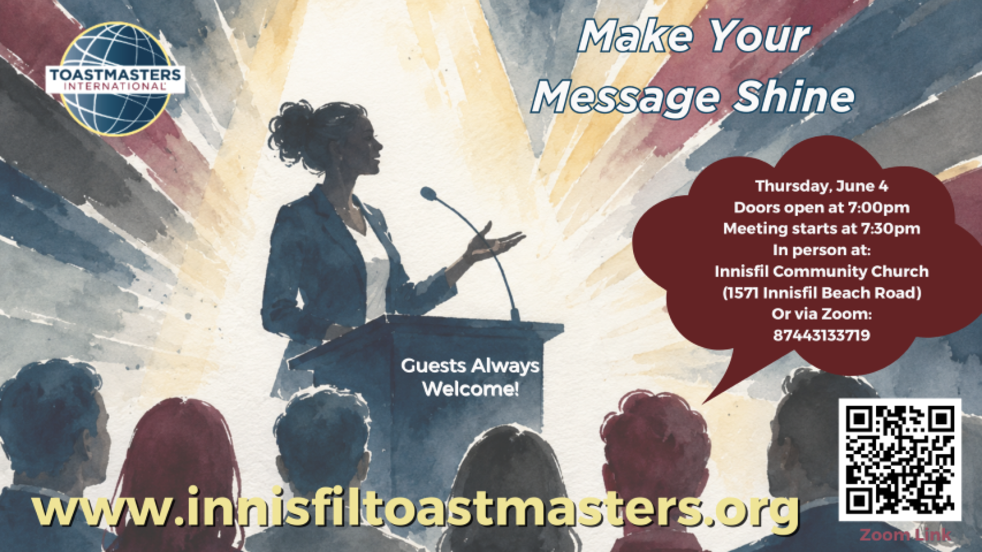 Toastmasters on June 4 from 7-9 pm