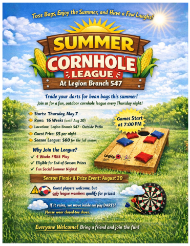 2026 summer cornhole league at the Innisfil Legion