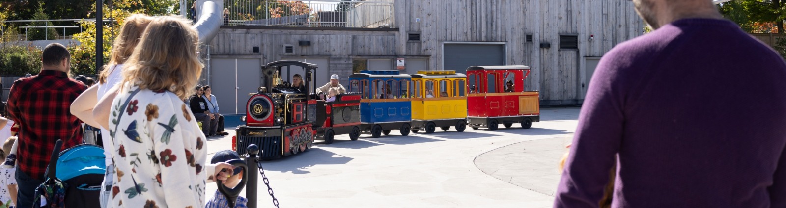 Trackless train rides at Town Square during fall event