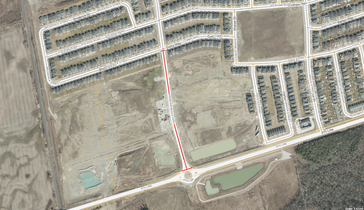 Map of road closure on Webster Boulevard