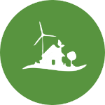 Icon of house and windmill
