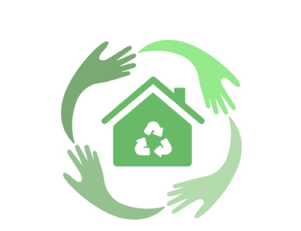 Icon of house with recycling 