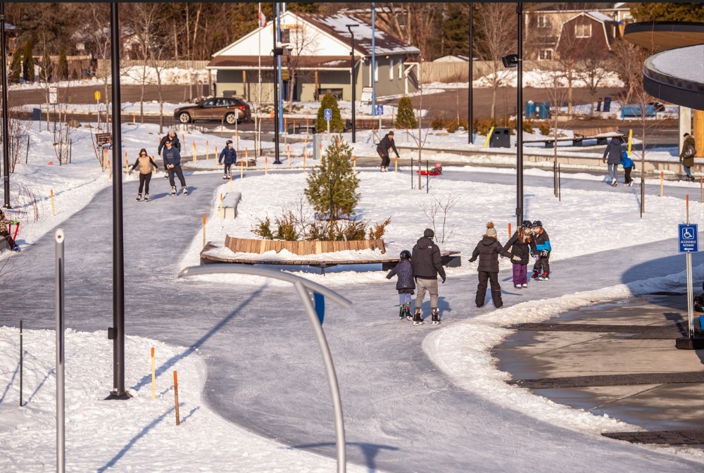 People using outdoor skating trail