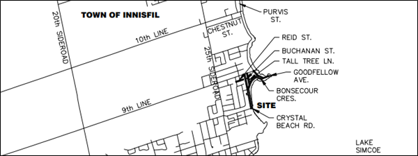 Map of various roads in the drainage improvement project