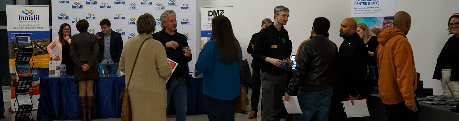 Local founders networking at the Innisfil Business Support Showcase