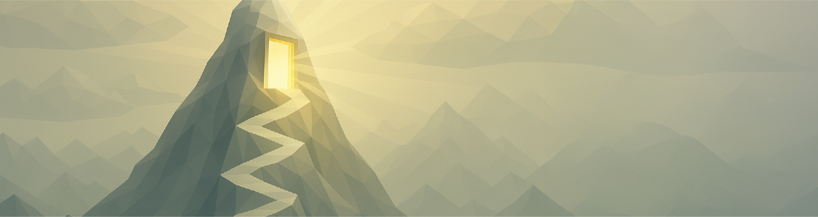 Cartoon image of a mountain scape.