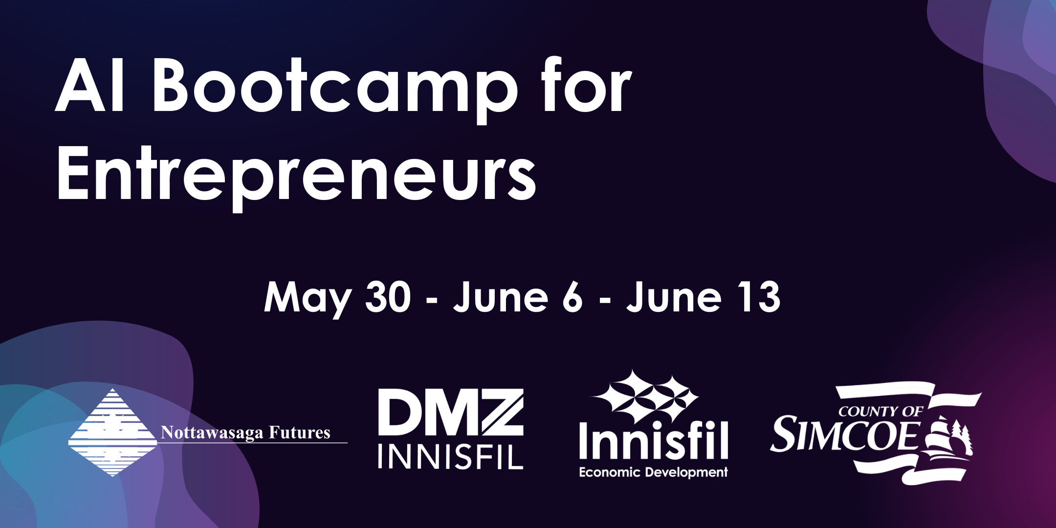 Event poster for the AI Bootcamp for Entrepreneurs