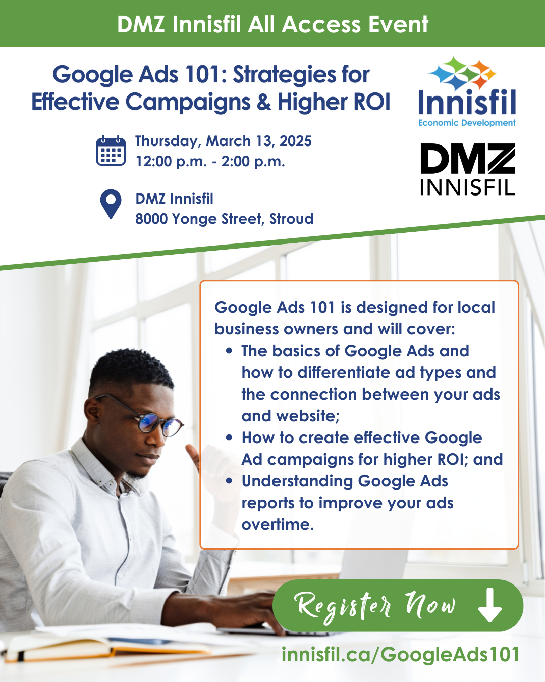 The upcoming DMZ Innisfil All Access event coming up on March 13 teaches business owners all they need to know about Google Ads