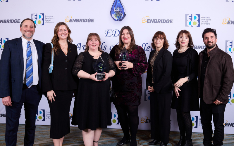 Town of Innisfil Economic Development team pictured with their Award of Excellence at the recent EDCO conference.