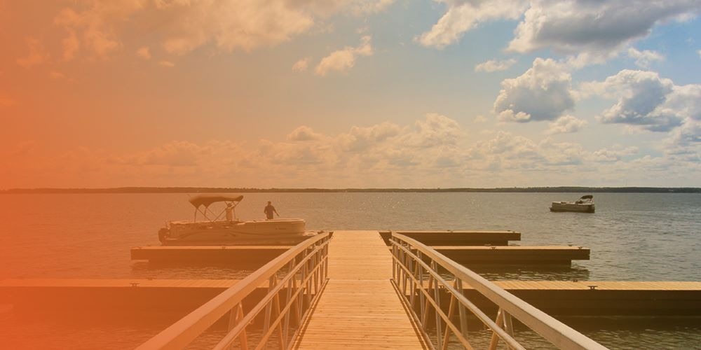 Set of floating docks in water