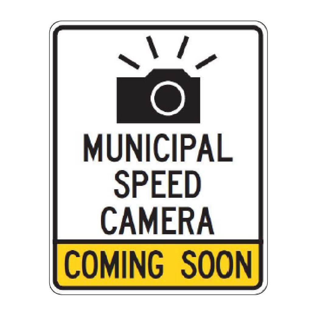 Automated speed camera coming soon sign