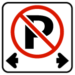 No parking sign with letter P crossed out by red circle