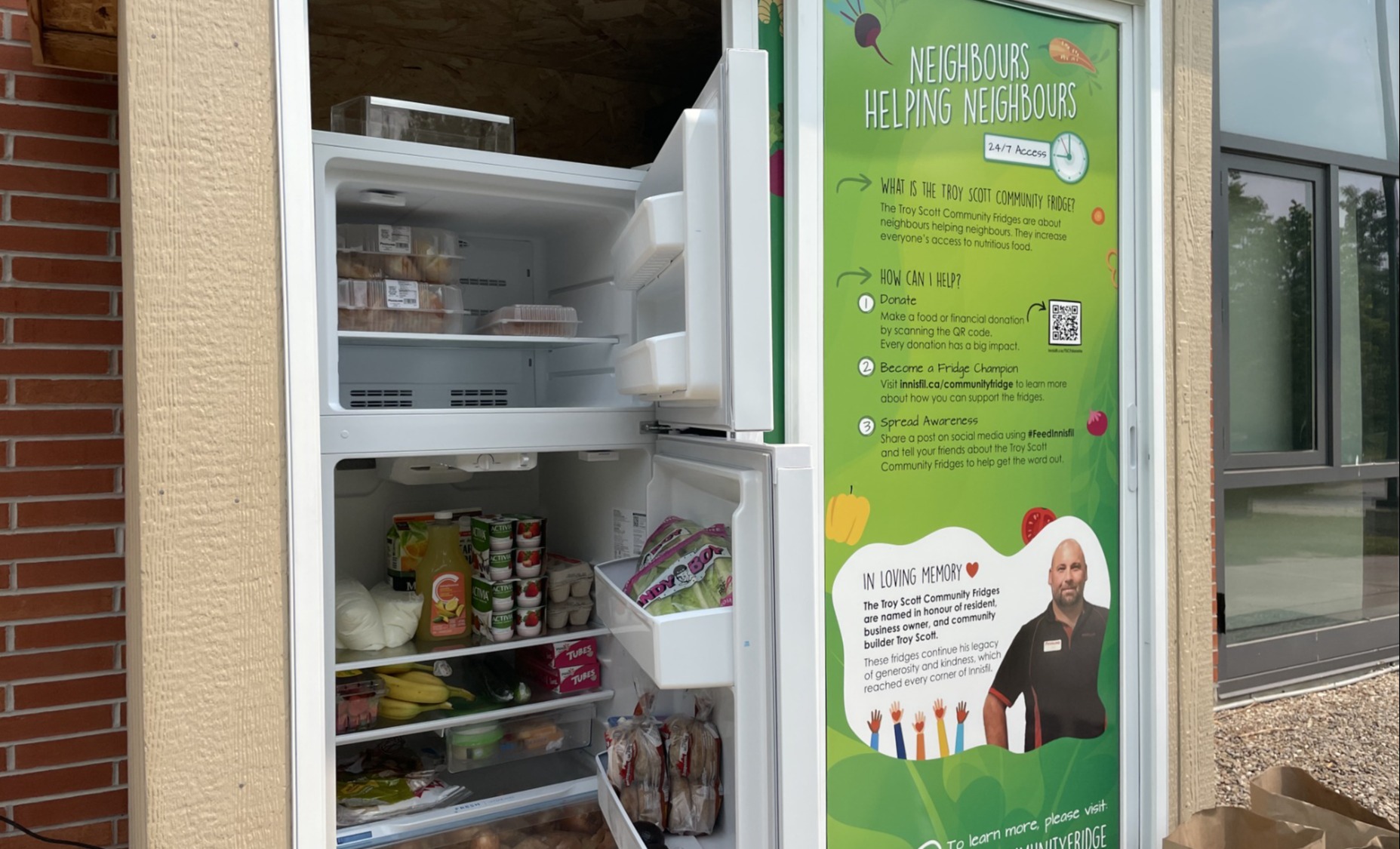 Troy Scott Community Fridge outside Cookstown library branch