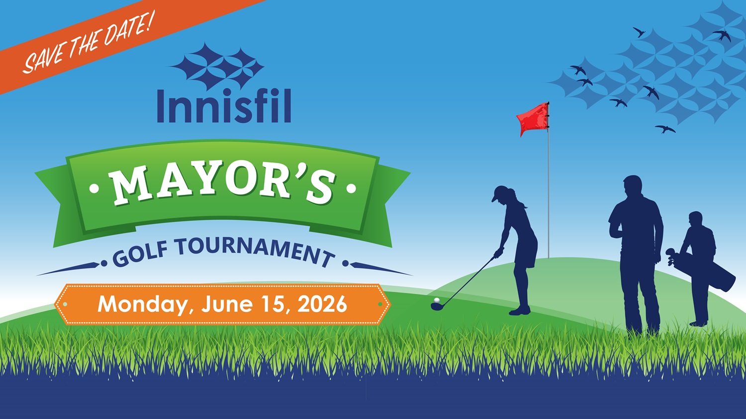 Save the date advertisement for the golf tournament