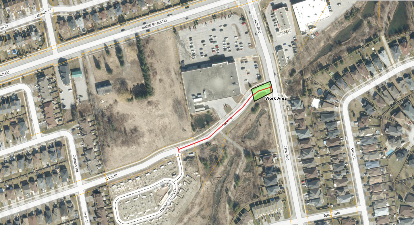 Road closure map of Corm Street