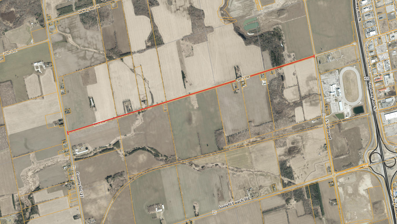 Road closure map of 9th Line