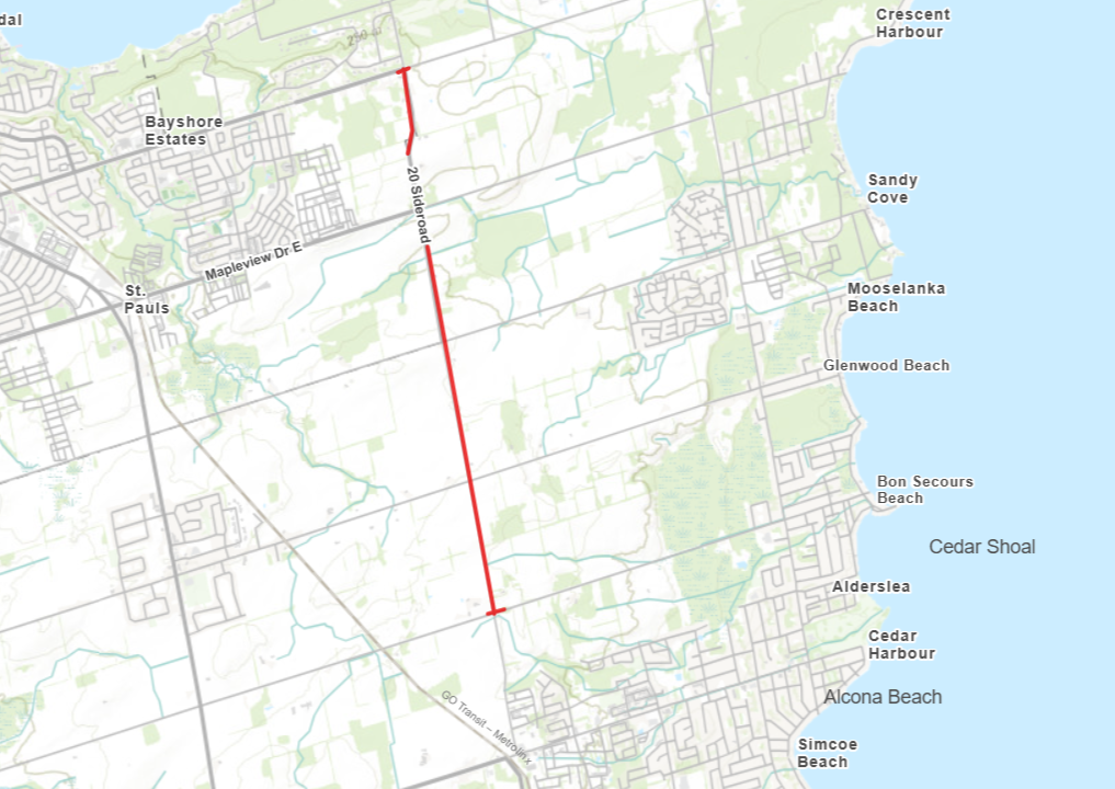 Closure of map of 20th sideroad