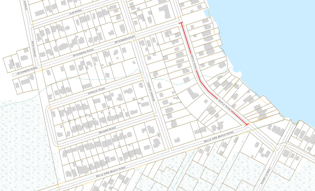 Road closure map of maple