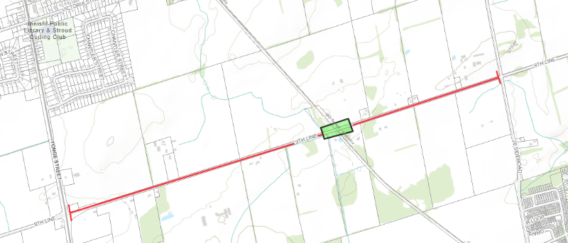 Road closure map of 9th Line