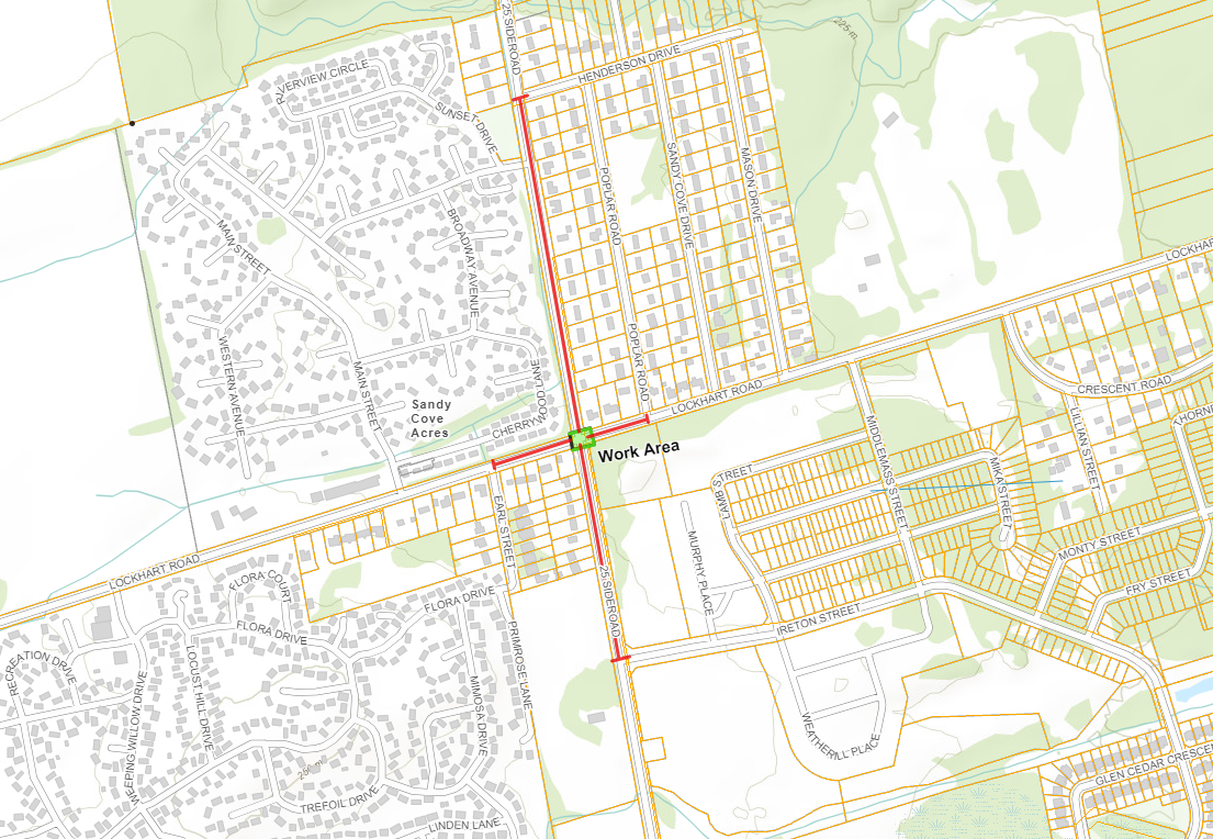 Road closure map of Lockhart and 25th 