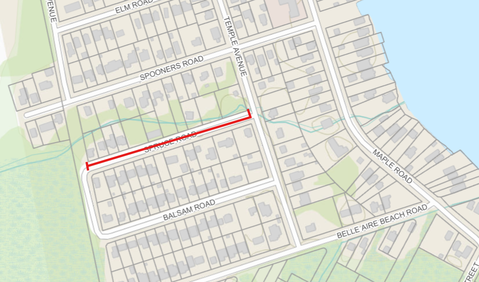 Road detour map of spruce road