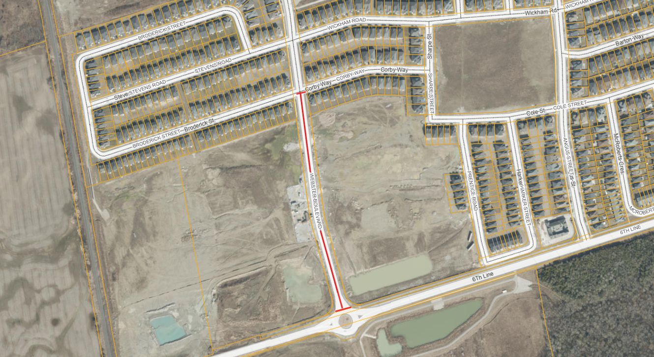 Road closure map of Webster