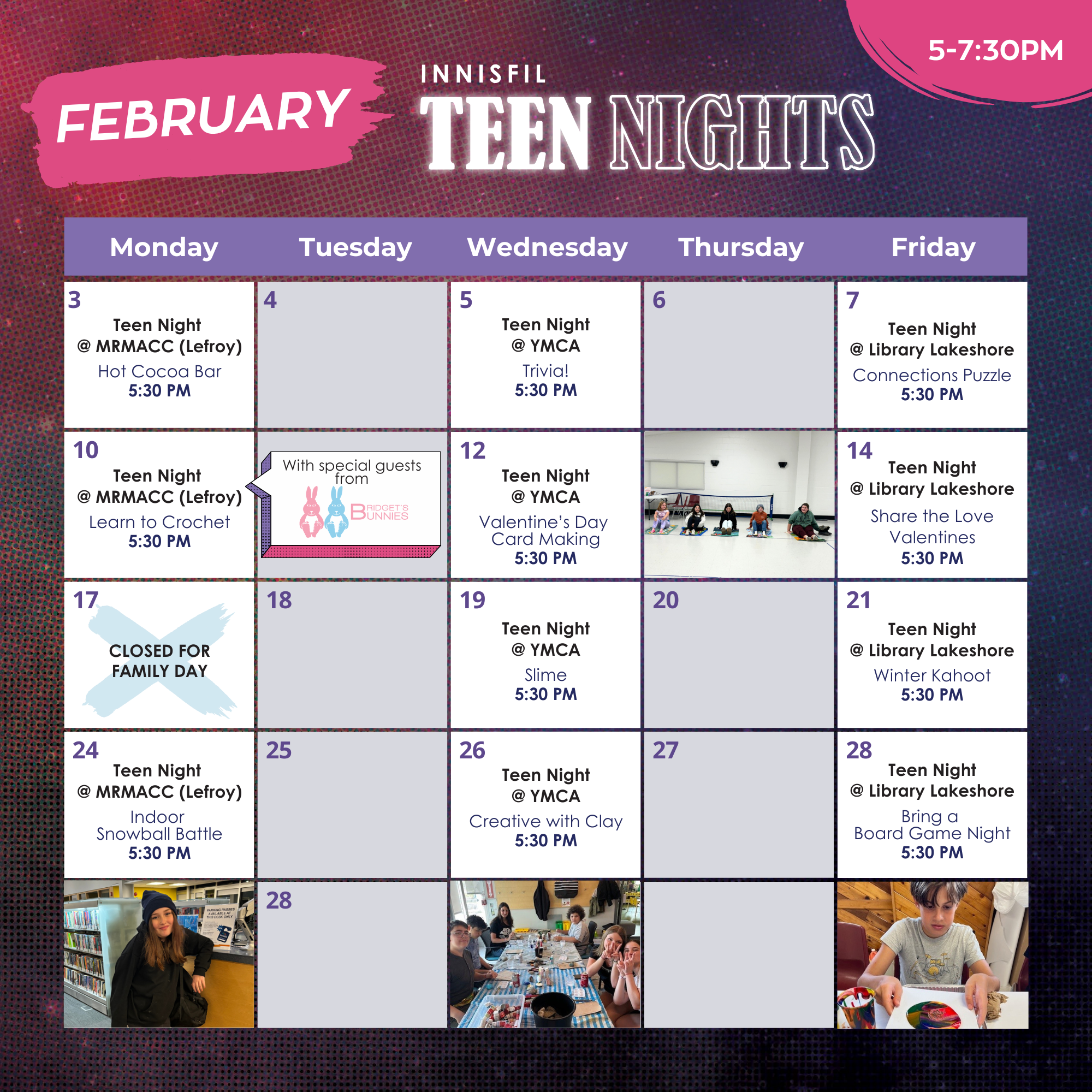 February 2025 Teen Nights Calendar