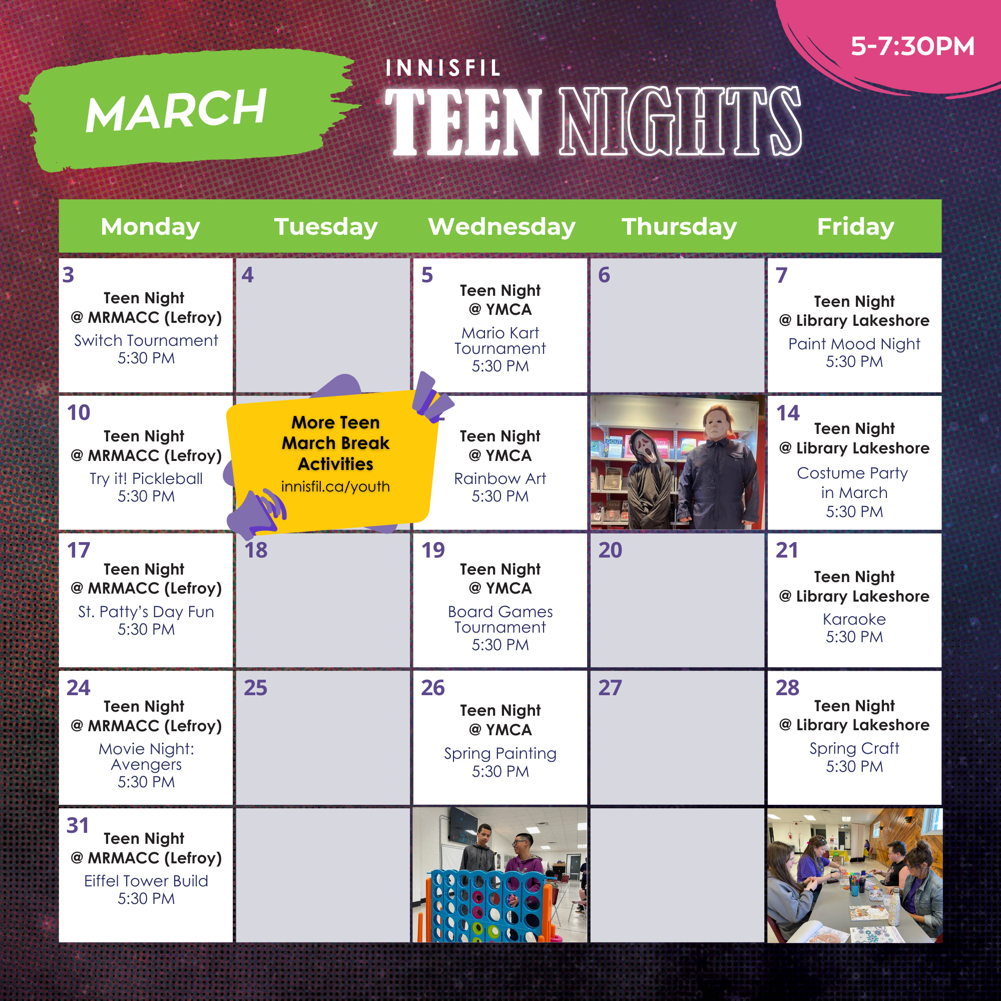 February 2025 Teen Nights Calendar