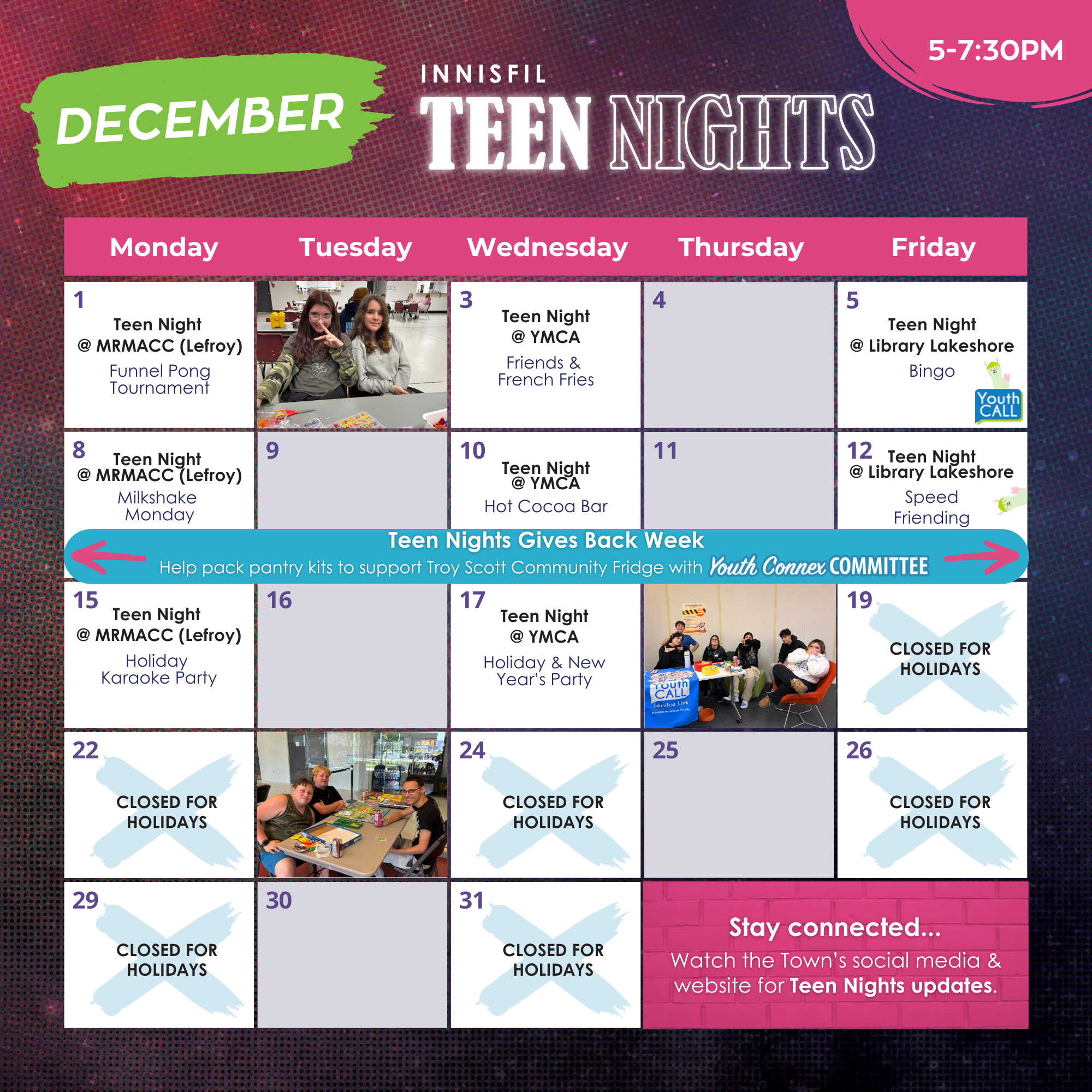 Teen Night December Calendar