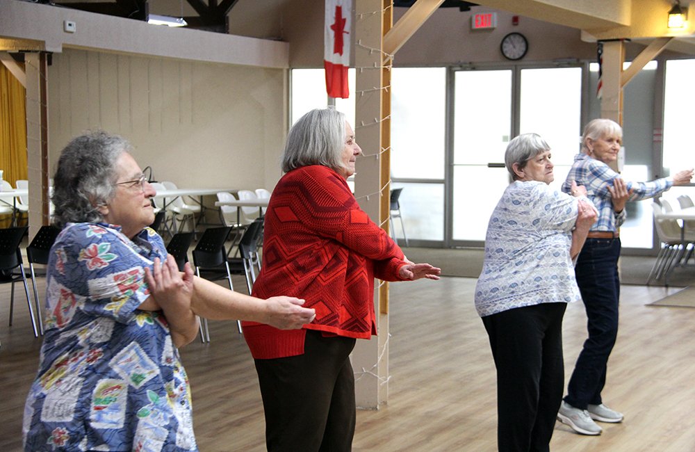 Stretching exercise at the Mobile Seniors Active Living Centre