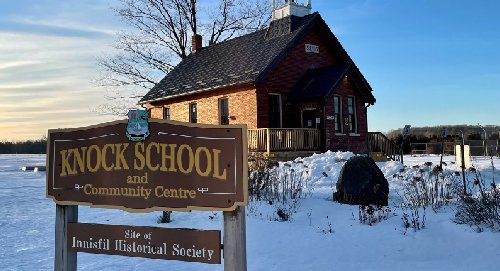 Historic Knock Schoolhouse in winter