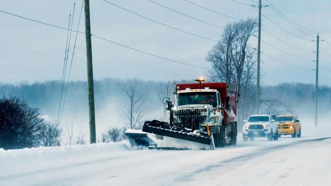 Snowplow driving in rural conditions