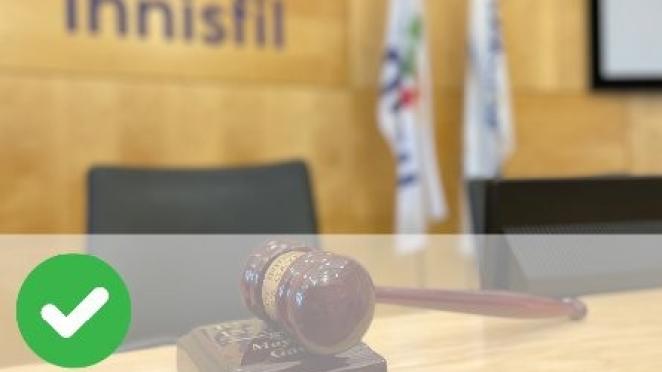 Gavel on Council table in Town chambers