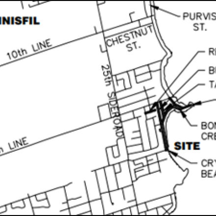 Map of various roads in the drainage improvement project