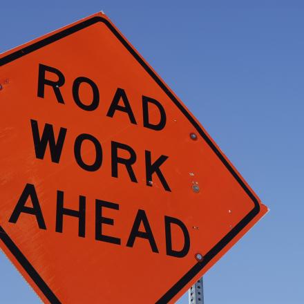 "Road work ahead" road sign