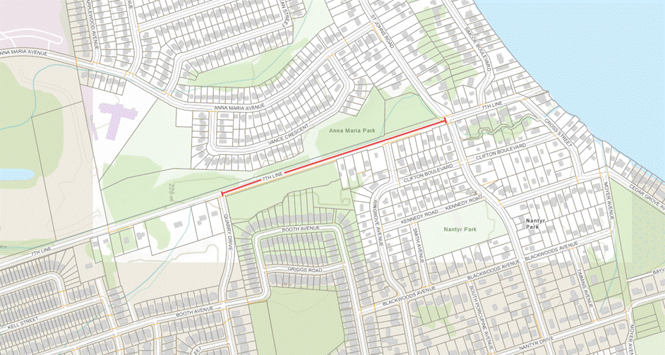 Road closure along 7th Line