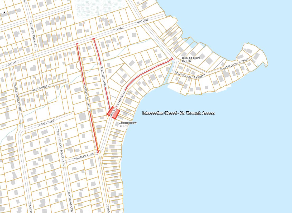 Map of Tall Tree Lane and Buchanan Street closures